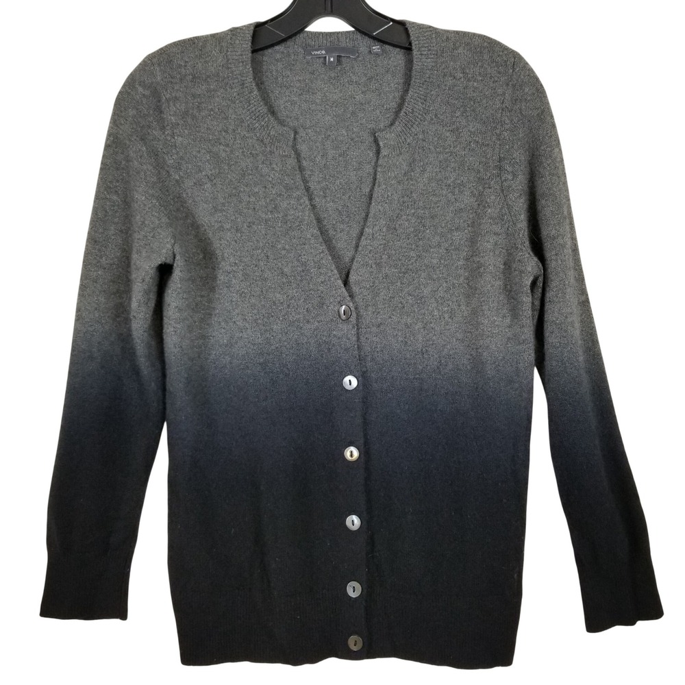 Vince Ombre Gray to Black Button Front Cardigan